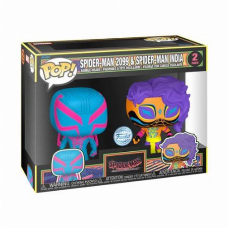 Funko Pop! 2-Pack: Marvel Spider-Man Across the Spider-Verse - Spider-Man 2099 & Spider-Man India (Blacklight) (Special Edition)
