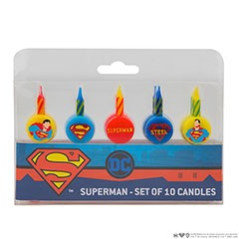 Set of 10 Birthday style Candles Superman logo - DC Comics