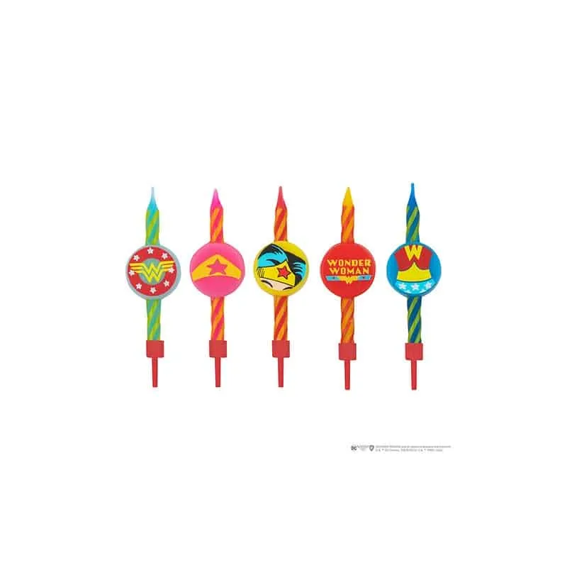 Set of 10 Birthday style Candles Wonderwoman logo - DC Comics
