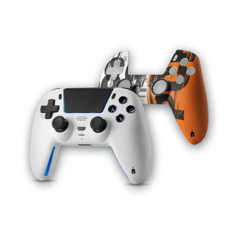 Sarissa Wireless Controller (compatible PS5, PS4, PC, Switch) - White & one extra faceplate