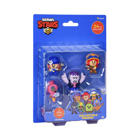 P.M.I. Brawl Stars Collectible Figures - 5 Pack -including 1 rare hidden character (S1) (Random)
