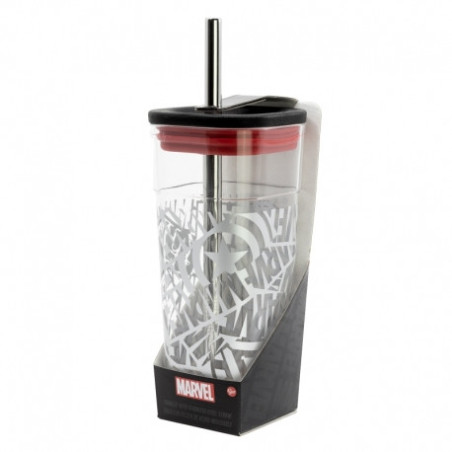 CUBE TUMBLER (WITH STAINLESS STEEL STRAW) 540 ML MARVEL